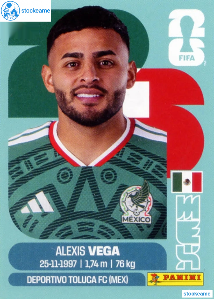MEX018 - Alexis Vega | Mexico | Panini World Cup 2026 Base Sticker - Image 2