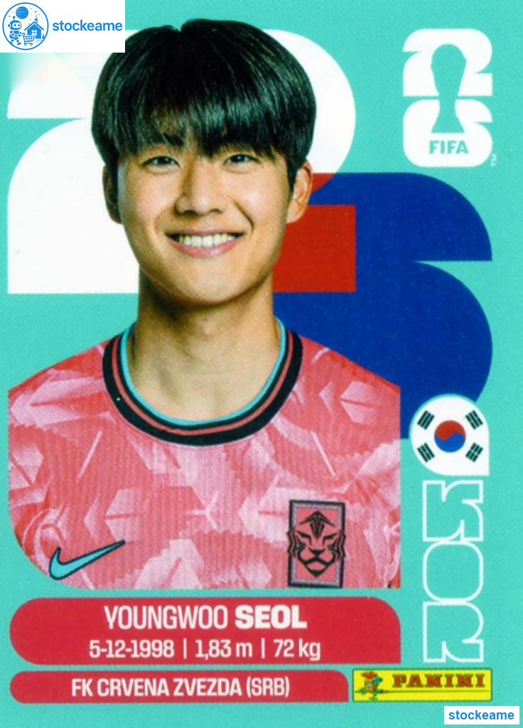 KOR006 - Young-woo Seol | South Korea | Panini World Cup 2026 Base Sticker - Image 2