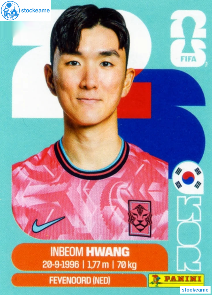 KOR011 - In-beom Hwang | South Korea | Panini World Cup 2026 Base Sticker - Image 2