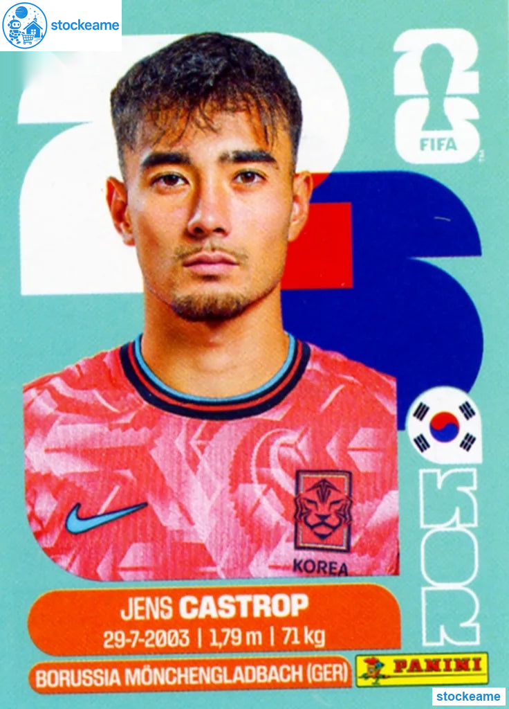 KOR015 - Jens Castrop | South Korea | Panini World Cup 2026 Base Sticker - Image 2