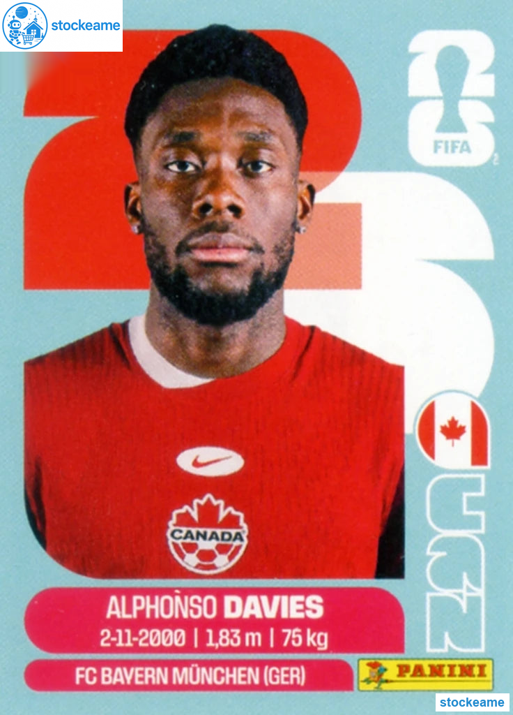 CAN003 - Alphonso Davies | Canada | Panini World Cup 2026 Base Sticker - Image 2