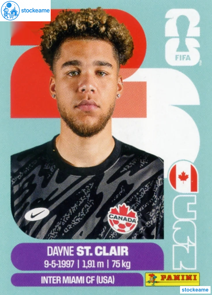 CAN002 - Dayne St.Clair | Canada | Panini World Cup 2026 Base Sticker - Image 2