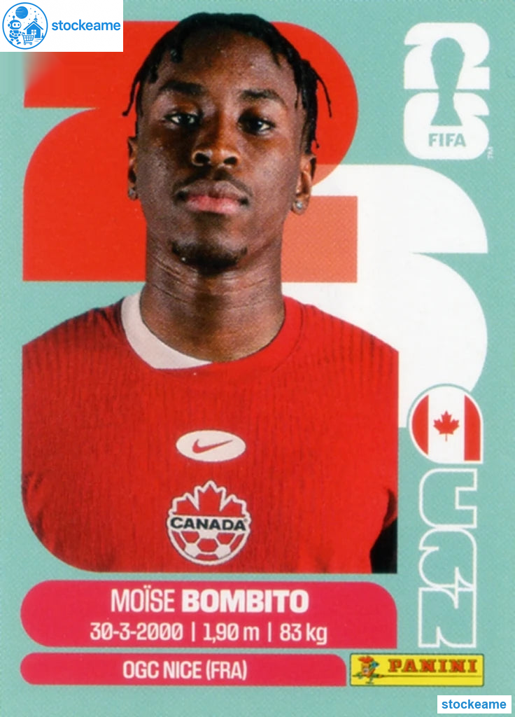 CAN008 - Moïse Bombito | Canada | Panini World Cup 2026 Base Sticker - Image 2