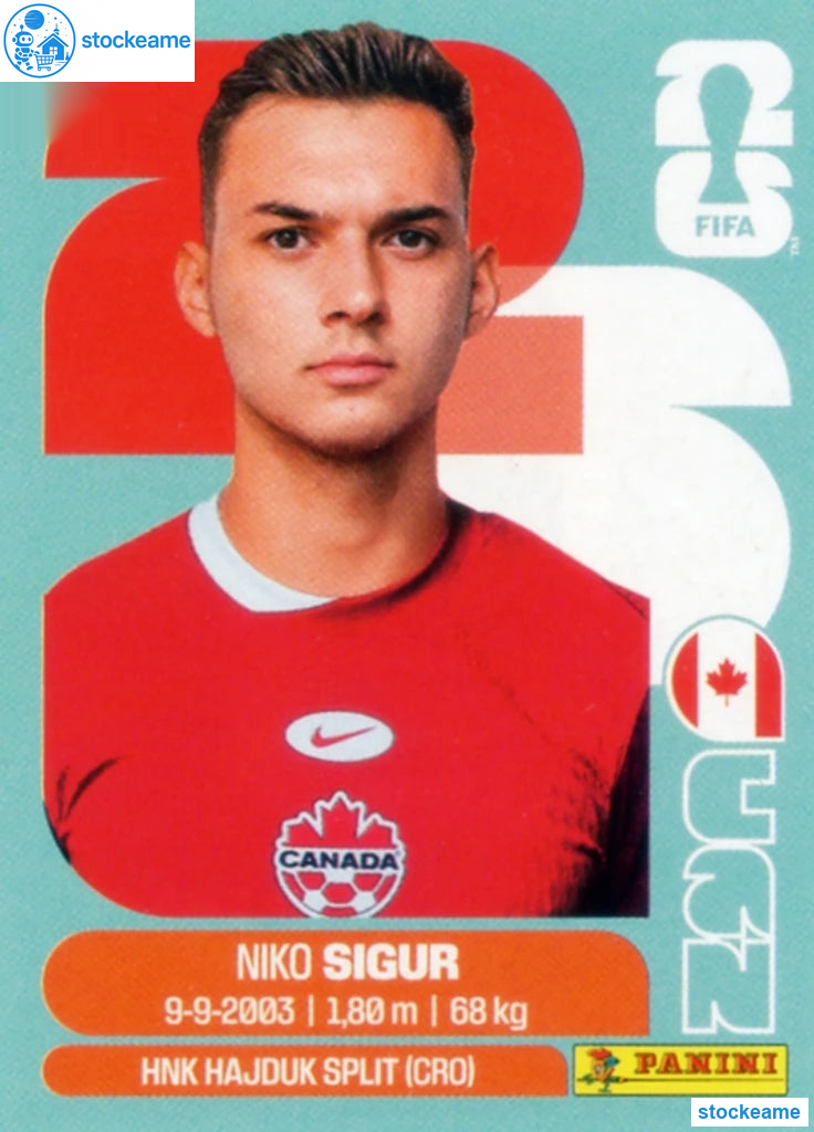 CAN016 - Niko Sigur | Canada | Panini World Cup 2026 Base Sticker - Image 2