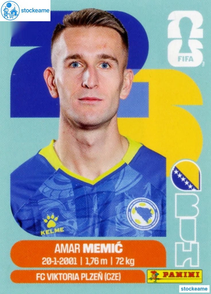 BIH016 - Amar Memic | Bosnia and Herzegovina | Panini World Cup 2026 Base Sticker - Image 2