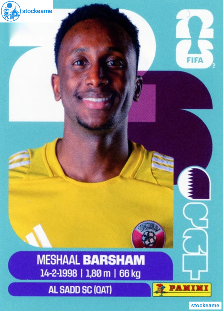 QAT002 - Meshaal Barsham | Qatar | Panini World Cup 2026 Base Sticker - Image 2