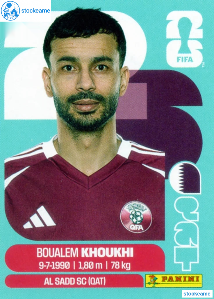 QAT006 - Boualem Khoukhi | Qatar | Panini World Cup 2026 Base Sticker - Image 2