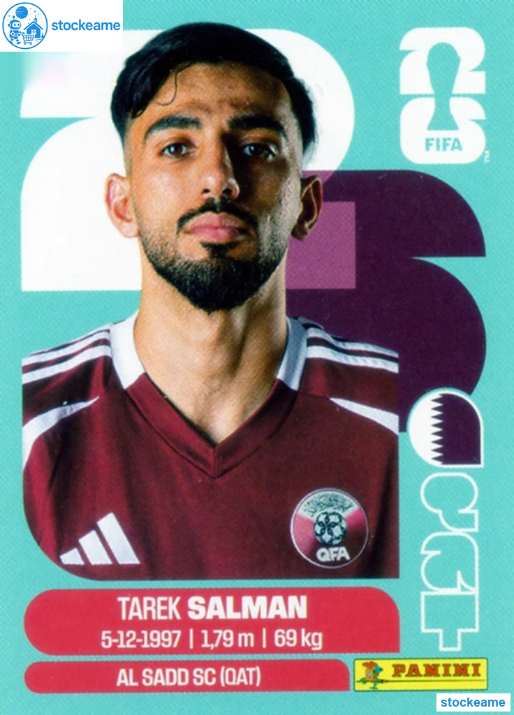 QAT008 - Tarek Salman | Qatar | Panini World Cup 2026 Base Sticker - Image 2