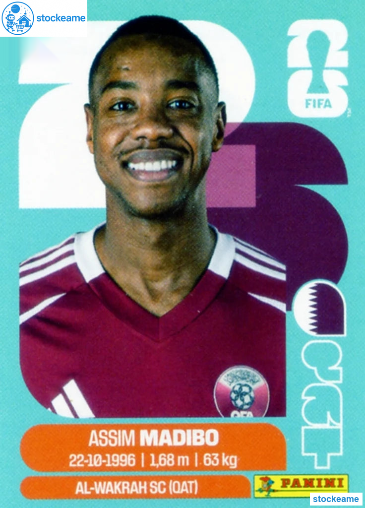QAT011 - Assim Madibo | Qatar | Panini World Cup 2026 Base Sticker - Image 2