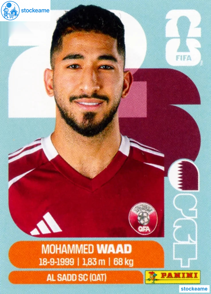 QAT014 - Mohammed Waad | Qatar | Panini World Cup 2026 Base Sticker - Image 2