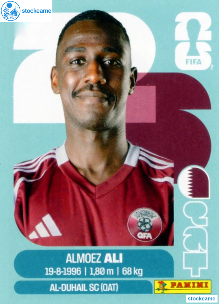 QAT020 - Almoez Ali | Qatar | Panini World Cup 2026 Base Sticker - Image 2