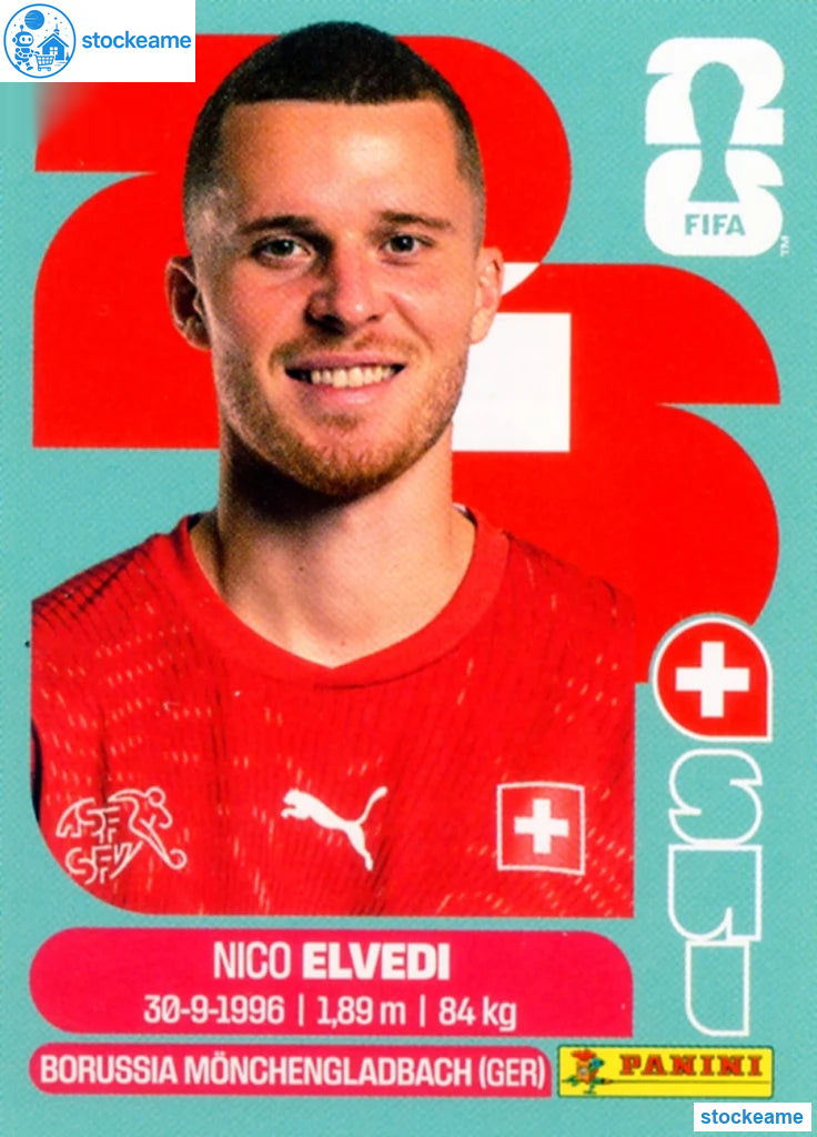 SUI006 - Nico Elvedi | Switzerland | Panini World Cup 2026 Base Sticker - Image 2