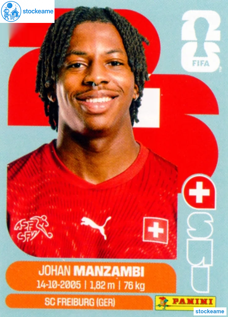 SUI015 - Johan Manzambi | Switzerland | Panini World Cup 2026 Base Sticker - Image 2