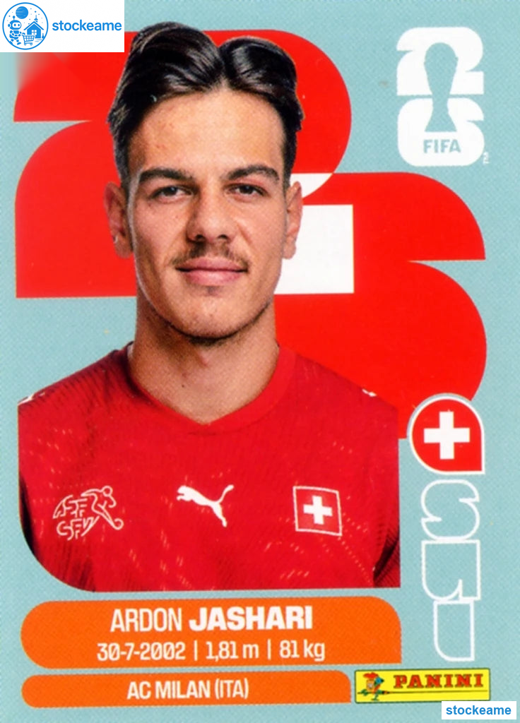 SUI014 - Ardon Jashari | Switzerland | Panini World Cup 2026 Base Sticker - Image 2