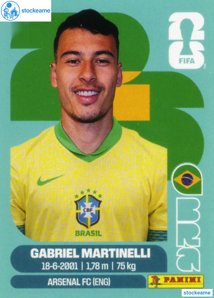 BRA018 - Gabriel Martinelli | Brazil | Panini World Cup 2026 Base Sticker - Image 2