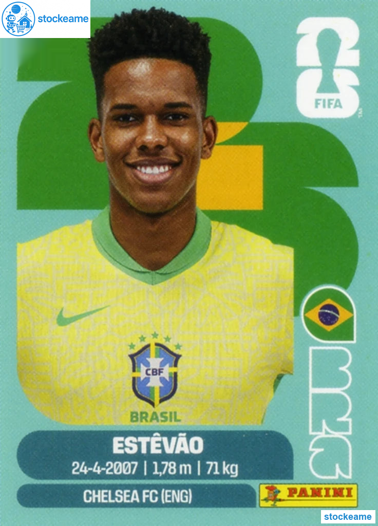BRA020 - Estévão | Brazil | Panini World Cup 2026 Base Sticker - Image 2