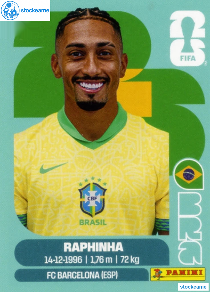 BRA019 - Raphinha | Brazil | Panini World Cup 2026 Base Sticker - Image 2