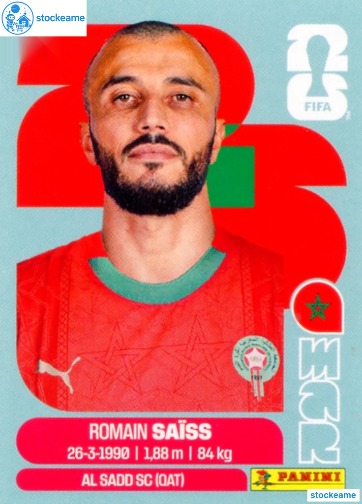 MAR007 - Roman Saiss | Morocco | Panini World Cup 2026 Base Sticker - Image 2