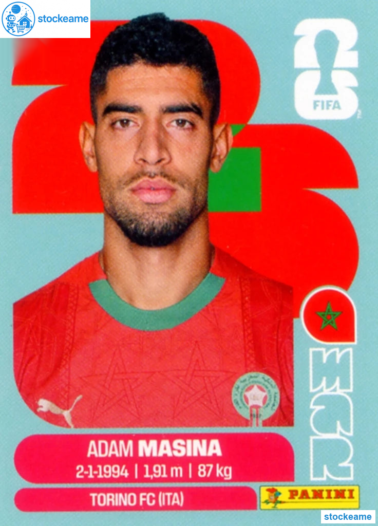 MAR009 - Adam Masina | Morocco | Panini World Cup 2026 Base Sticker - Image 2