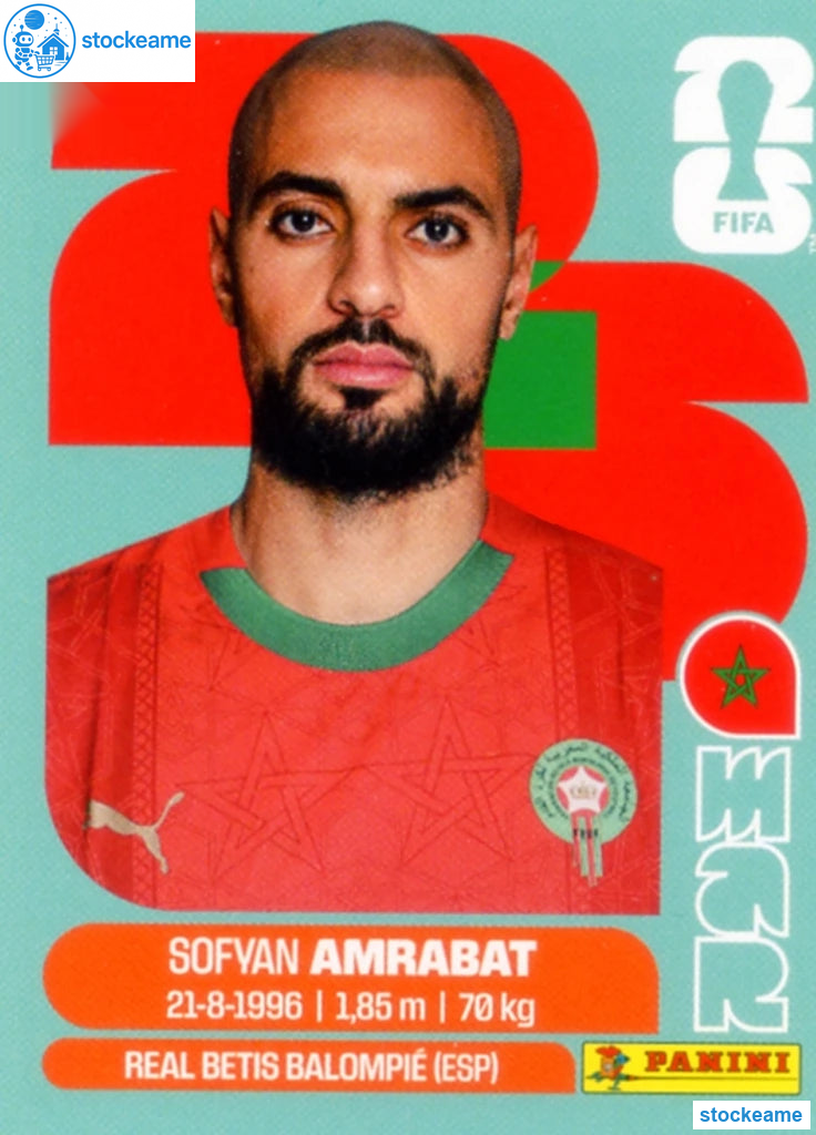 MAR010 - Sofyan Amrabat | Morocco | Panini World Cup 2026 Base Sticker - Image 2