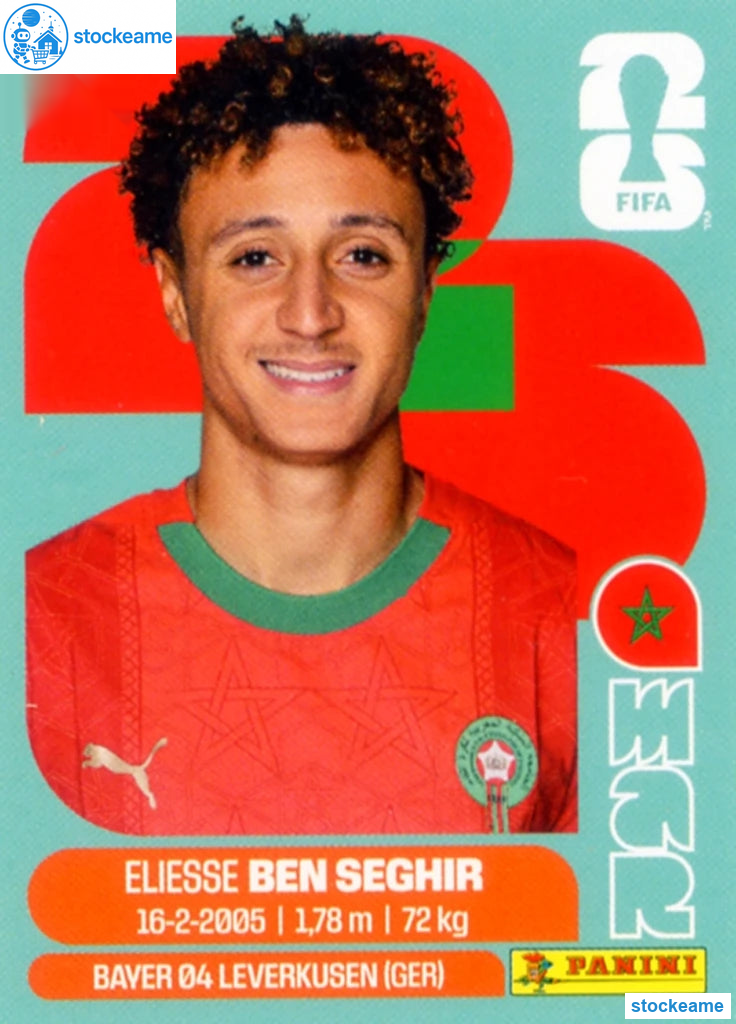 MAR012 - Eliesse Ben Seghir | Morocco | Panini World Cup 2026 Base Sticker - Image 2