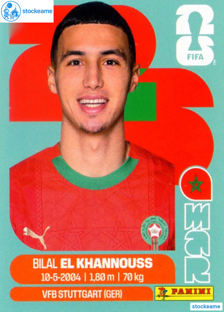 MAR014 - Bilal El Khannouss | Morocco | Panini World Cup 2026 Base Sticker - Image 2