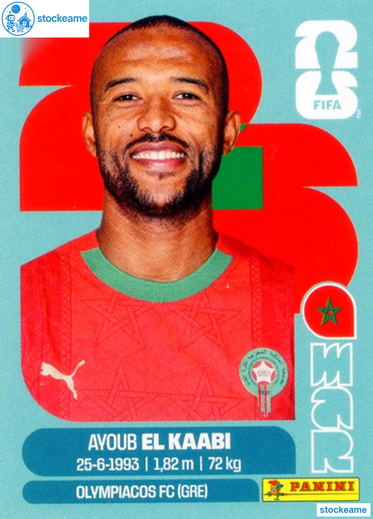 MAR020 - Ayoub El Kaabi | Morocco | Panini World Cup 2026 Base Sticker - Image 2
