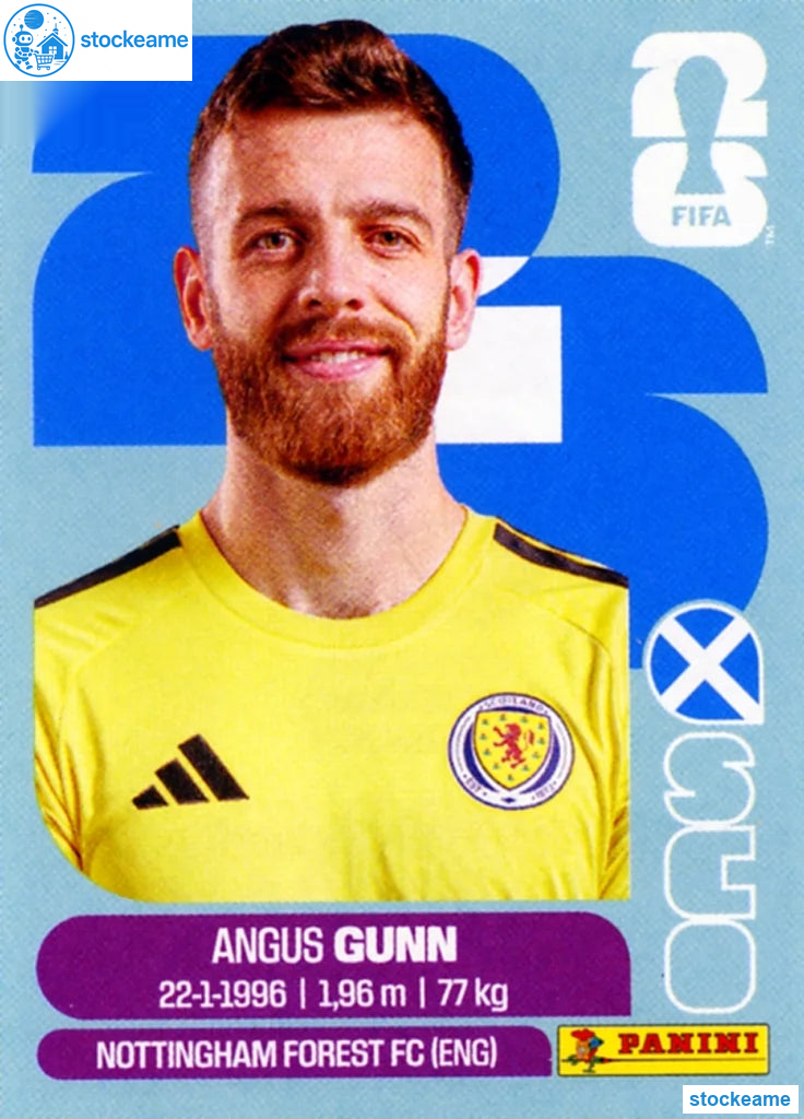 SCO002 - Angus Gunn | Scotland | Panini World Cup 2026 Base Sticker - Image 2