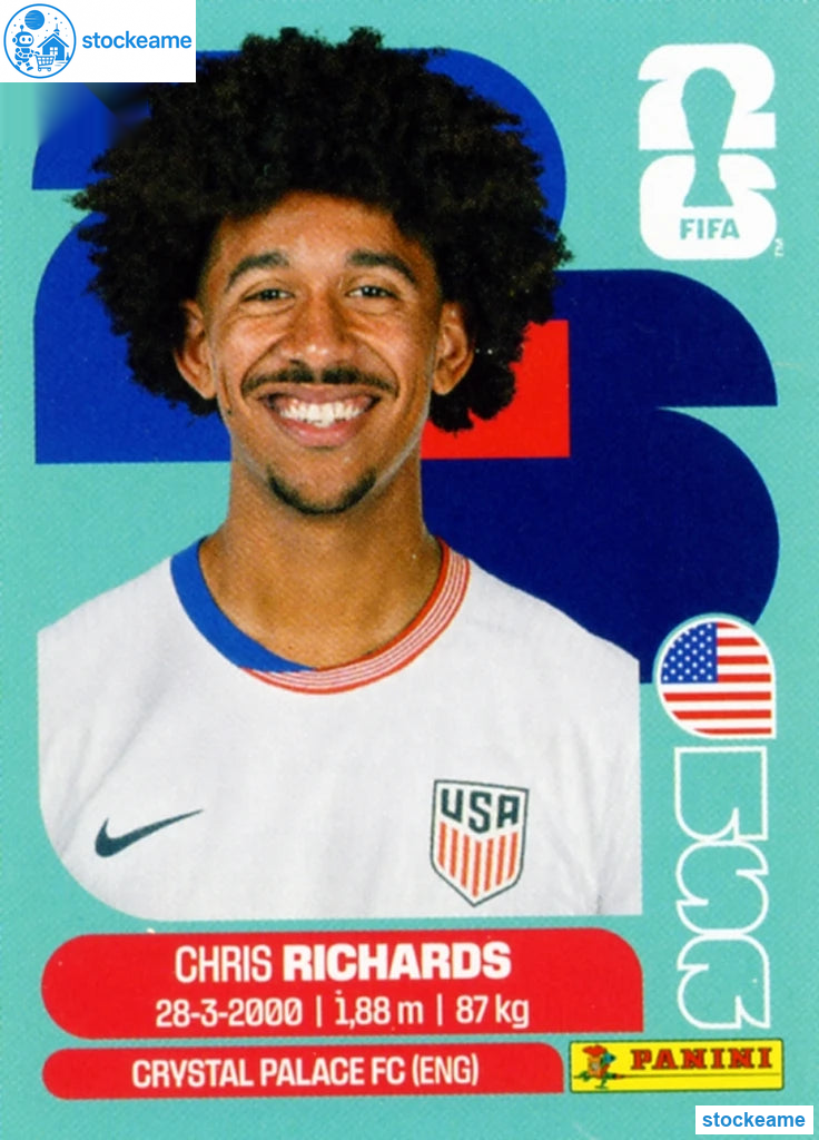 USA003 - Chris Richards | USA | Panini World Cup 2026 Base Sticker - Image 2