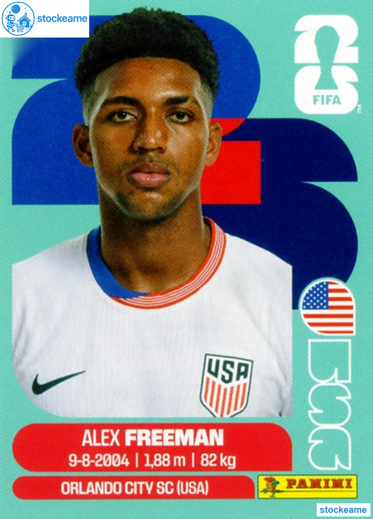 USA006 - Alex Freeman | USA | Panini World Cup 2026 Base Sticker - Image 2
