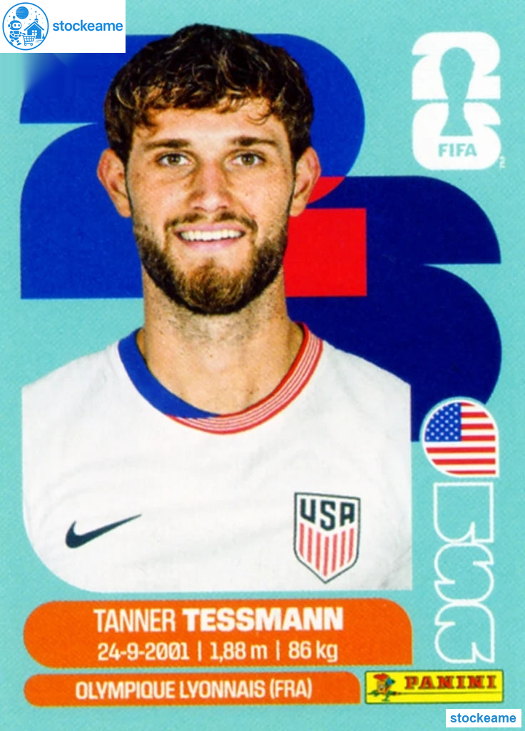 USA009 - Tanner Tessmann | USA | Panini World Cup 2026 Base Sticker - Image 2