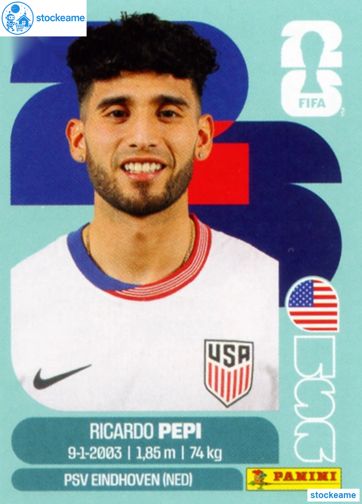 USA018 - Ricardo Pepi | USA | Panini World Cup 2026 Base Sticker - Image 2