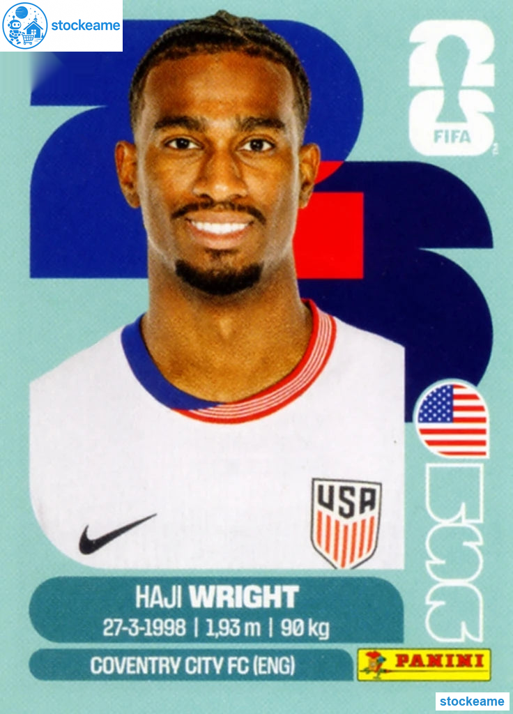 USA019 - Haji Wright | USA | Panini World Cup 2026 Base Sticker - Image 2