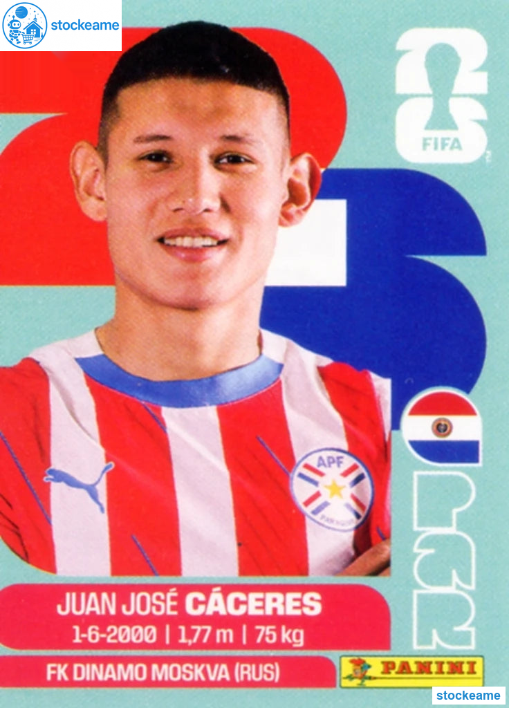 PAR006 - Juan José Cáceres | Paraguay | Panini World Cup 2026 Base Sticker - Image 2