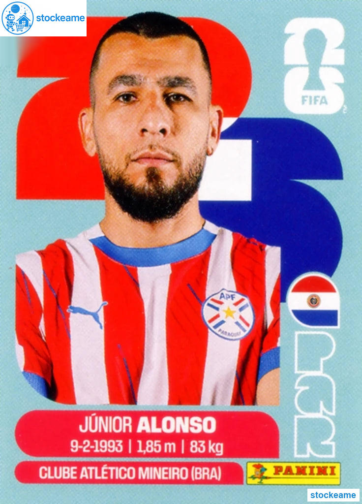 PAR008 - Junior Alonso | Paraguay | Panini World Cup 2026 Base Sticker - Image 2