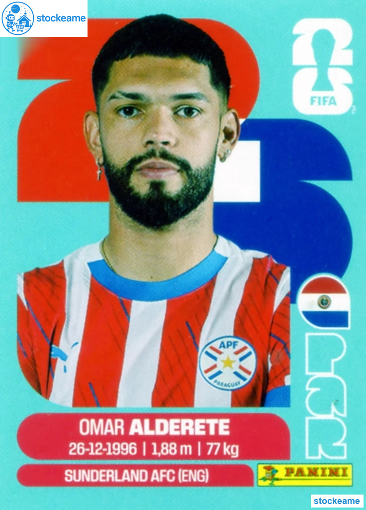 PAR007 - Omar Alderete | Paraguay | Panini World Cup 2026 Base Sticker - Image 2