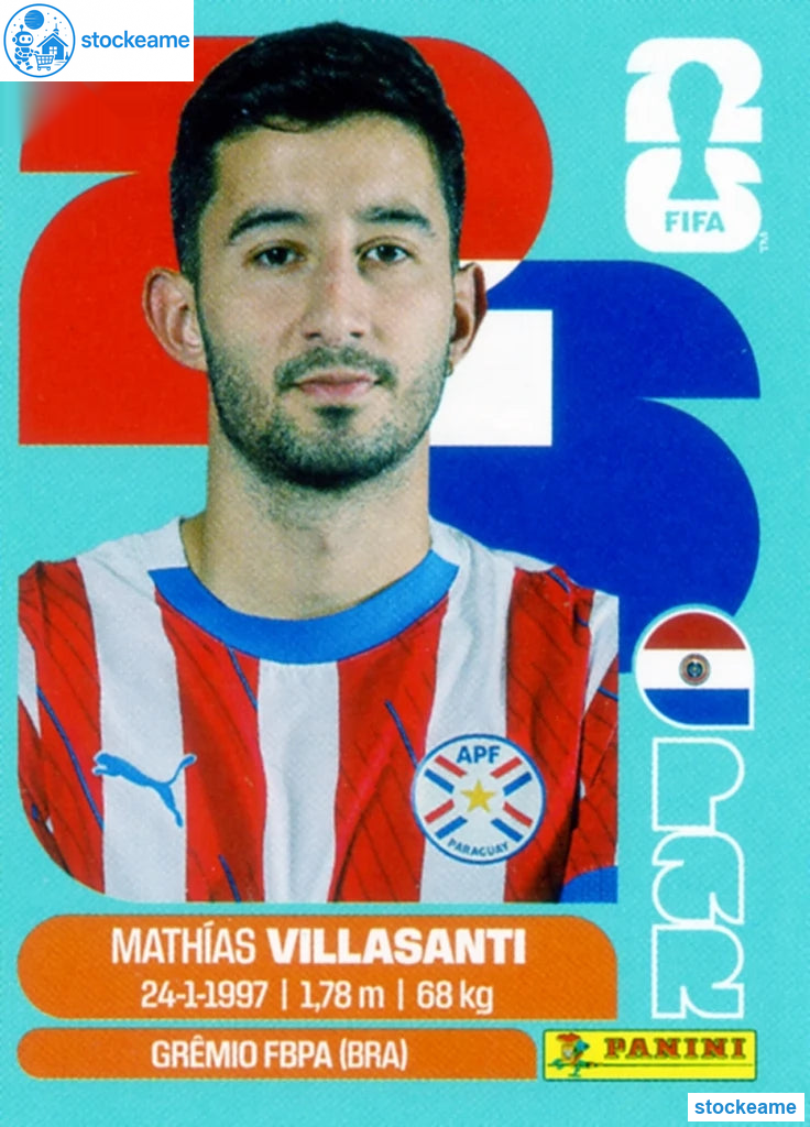 PAR009 - Mathías Villasanti | Paraguay | Panini World Cup 2026 Base Sticker - Image 2