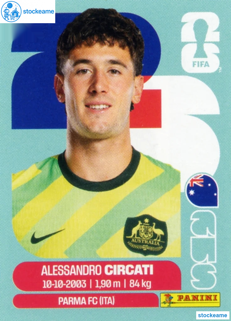 AUS005 - Alessandro Circati | Australia | Panini World Cup 2026 Base Sticker - Image 2