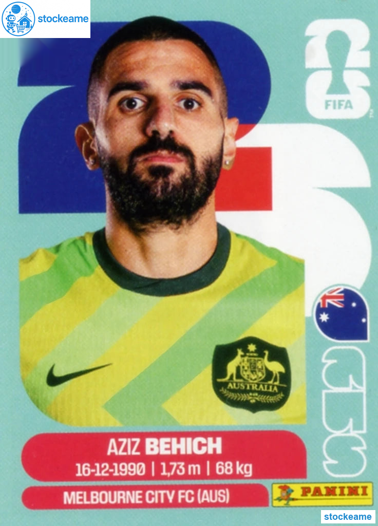 AUS007 - Aziz Behich | Australia | Panini World Cup 2026 Base Sticker - Image 2