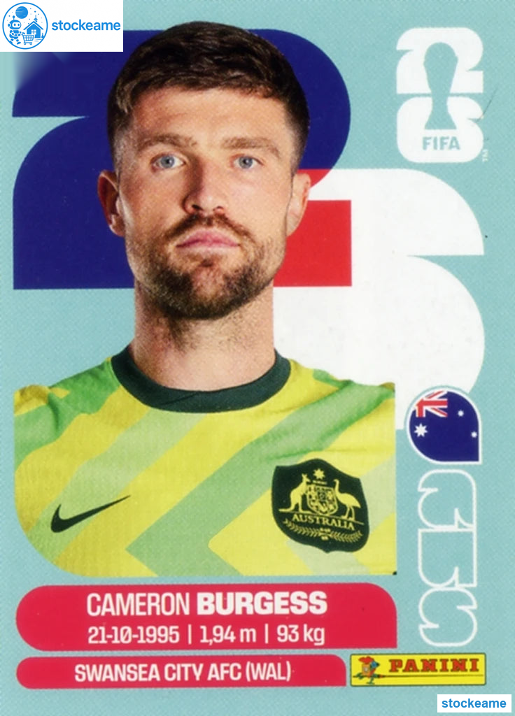 AUS008 - Cameron Burgess | Australia | Panini World Cup 2026 Base Sticker - Image 2