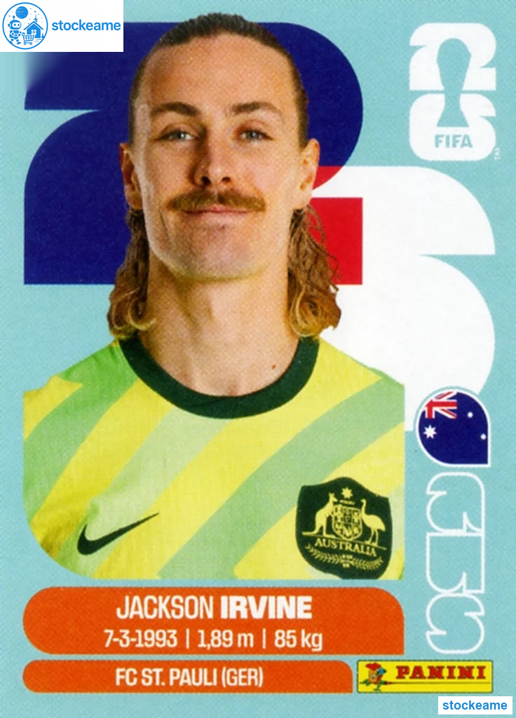 AUS011 - Jackson Irvine | Australia | Panini World Cup 2026 Base Sticker - Image 2