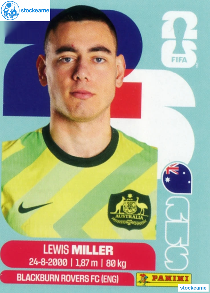 AUS009 - Lewis Miller | Australia | Panini World Cup 2026 Base Sticker - Image 2