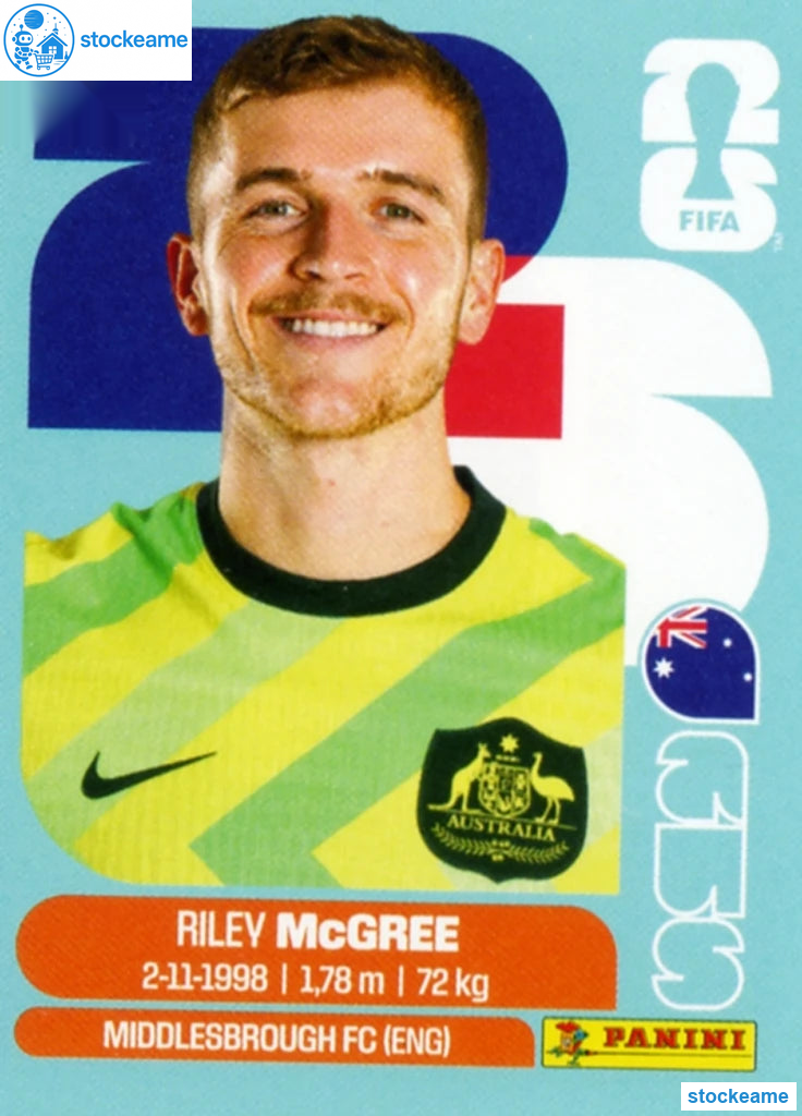 AUS012 - Riley McGree | Australia | Panini World Cup 2026 Base Sticker - Image 2