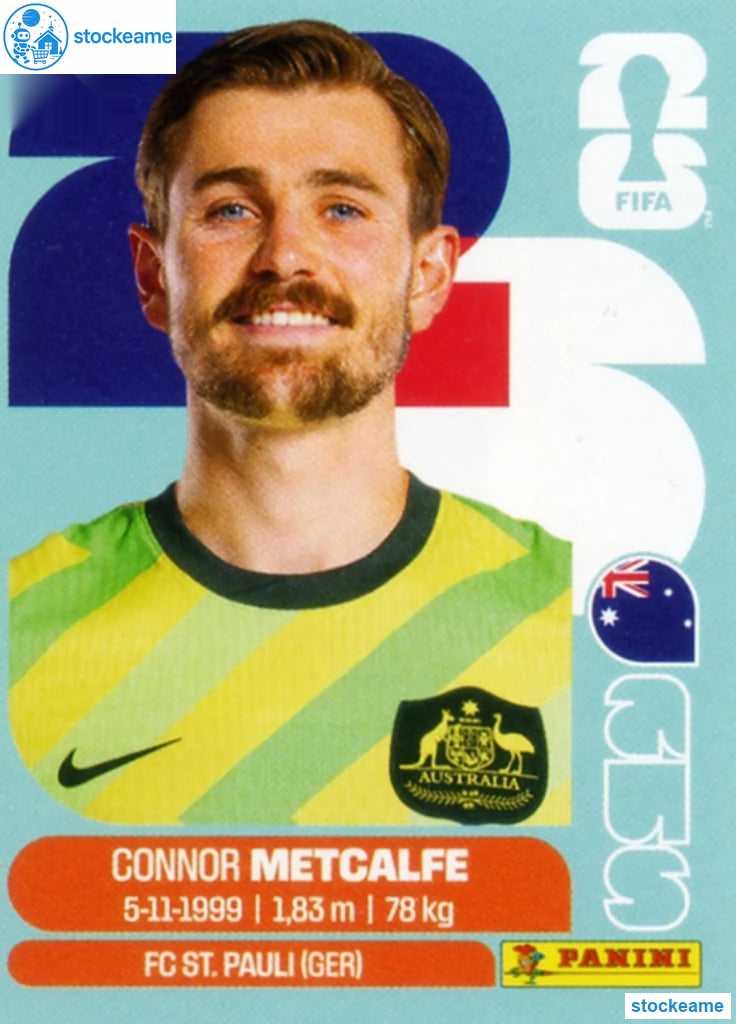 AUS015 - Connor Metcalfe | Australia | Panini World Cup 2026 Base Sticker - Image 2