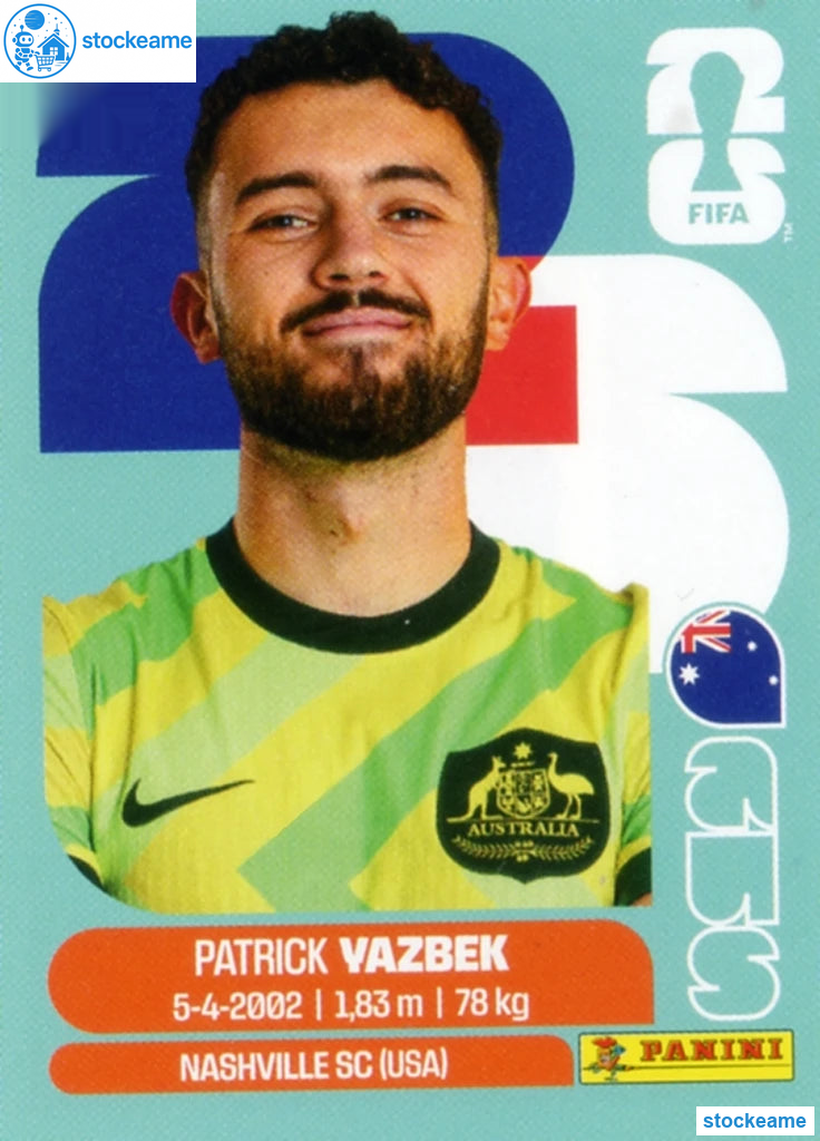 AUS016 - Patrick Yazbek | Australia | Panini World Cup 2026 Base Sticker - Image 2