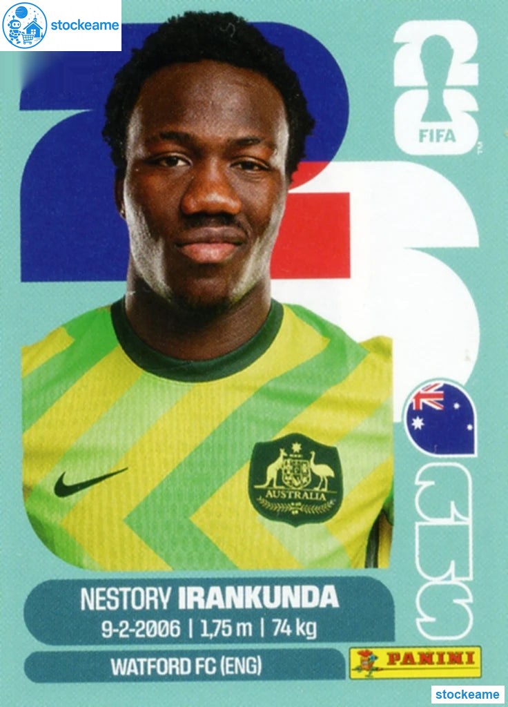 AUS019 - Nestory Irankunda | Australia | Panini World Cup 2026 Base Sticker - Image 2