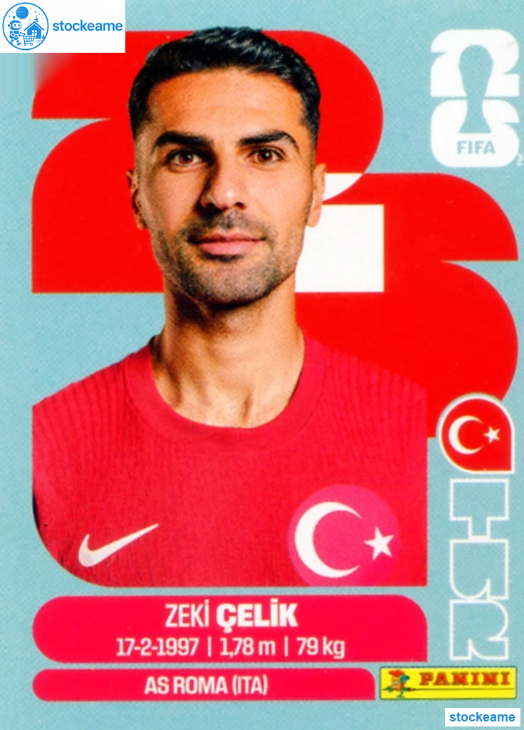 TUR004 - Zeki Celik | Türkiye | Panini World Cup 2026 Base Sticker - Image 2