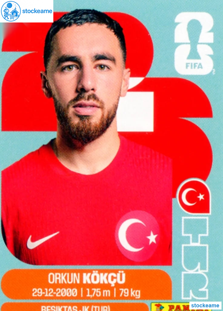 TUR012 - Orkun Kokcu | Türkiye | Panini World Cup 2026 Base Sticker - Image 2