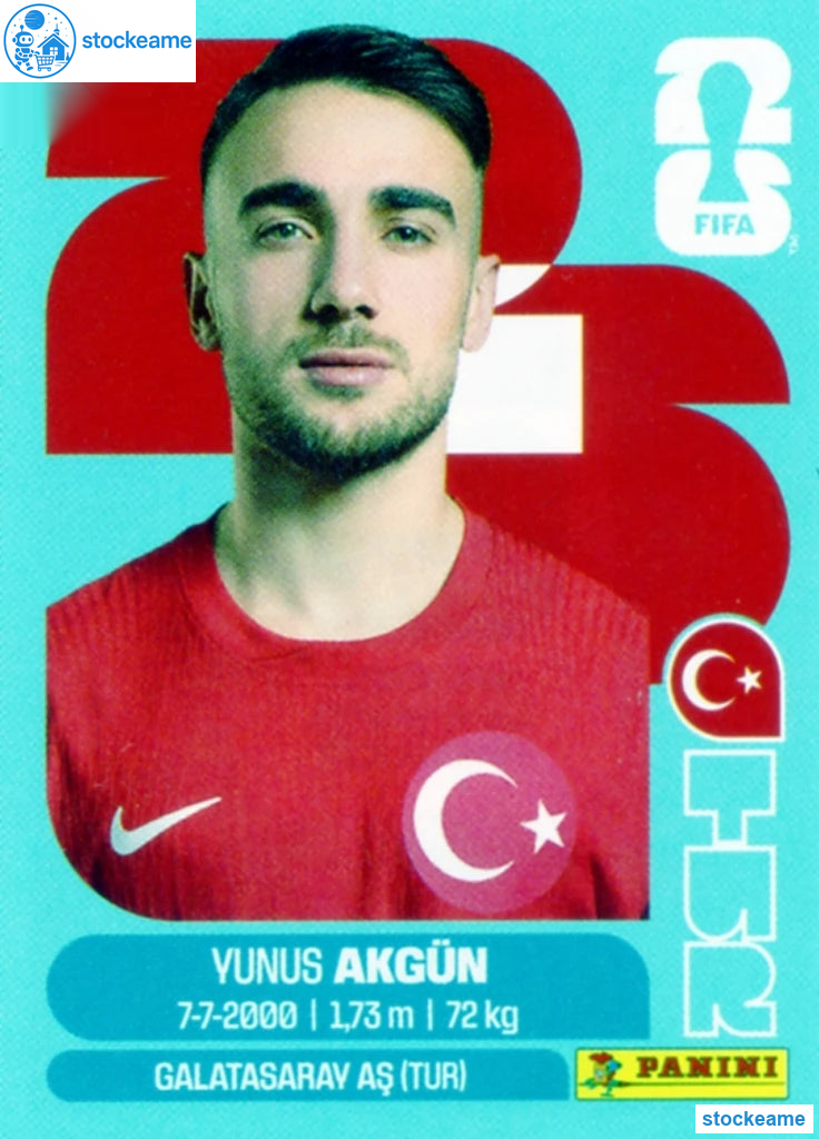 TUR016 - Yunus Akgun | Türkiye | Panini World Cup 2026 Base Sticker - Image 2