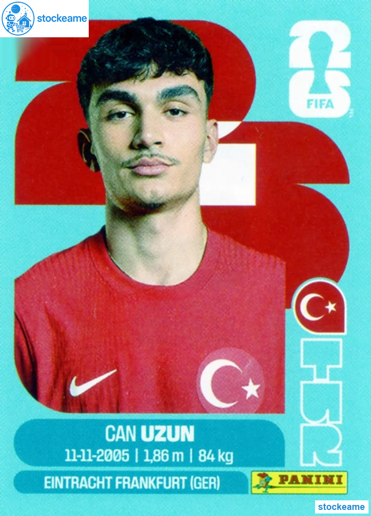 TUR017 - Can Uzun | Türkiye | Panini World Cup 2026 Base Sticker - Image 2